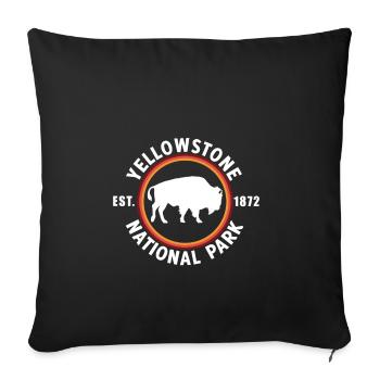 Yellowstone National Park Bison EST 1872 - Sofa pillowcase 17,3'' x 17,3'' (45 x 45 cm) - black - Front