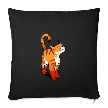 Botte de chat chaussures Chat Rayé chat - Housse de coussin décorative 45 x 45 cm - noir - Devant