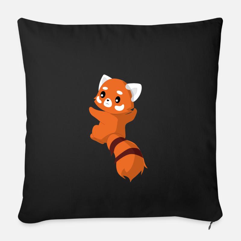 Red Panda - Panda - Cute - Cadeau - Housse de coussin décorative 45 x 45 cm - noir