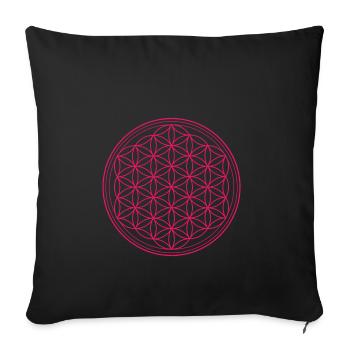 Flower of life pink - Sofa pillowcase 17,3'' x 17,3'' (45 x 45 cm) - black - Front