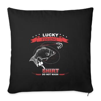 poisson pêche cadeau de pêche Lucky pêcheur pêcheur - Housse de coussin décorative 45 x 45 cm - noir - Devant