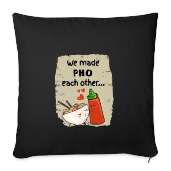 Soupe pho vietnamienne Nouilles instantanées Noods Love - Housse de coussin décorative 45 x 45 cm - noir - Devant