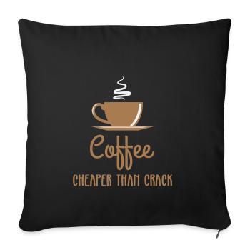 Kaffee - Sucht - Kaffeetasse - Kaffeepott - Coffee - Sofakissenbezug 45 x 45 cm - Schwarz - Vorne