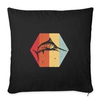 Espadon - Pêcheurs - Vintage - Couleur - Housse de coussin décorative 45 x 45 cm - noir - Devant