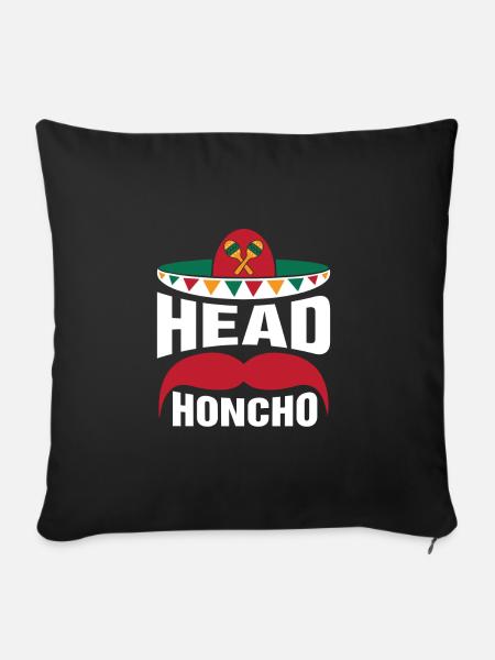 Kopf Honcho mit Sombrero Moustache & Maracas Cool - Sofakissenbezug 45 x 45 cm - Schwarz