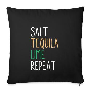 Sel Tequila Lime Répétition Funny Cinco De Mayo - Housse de coussin décorative 45 x 45 cm - noir - Devant