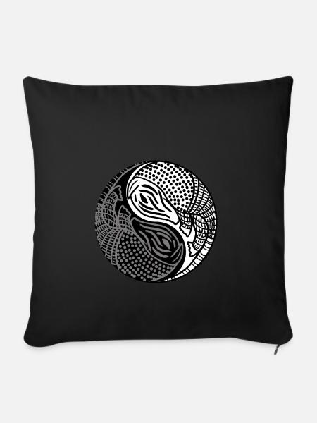 Yin Yang Armadillo chinesisches Tai Chi-Symbol kühl - Sofakissenbezug 45 x 45 cm - Schwarz