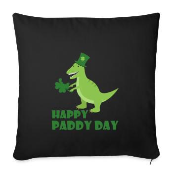 Jour de trèfle shamrock de Saint Patrick Dino Trex T-shirt - Housse de coussin décorative 45 x 45 cm - noir - Devant