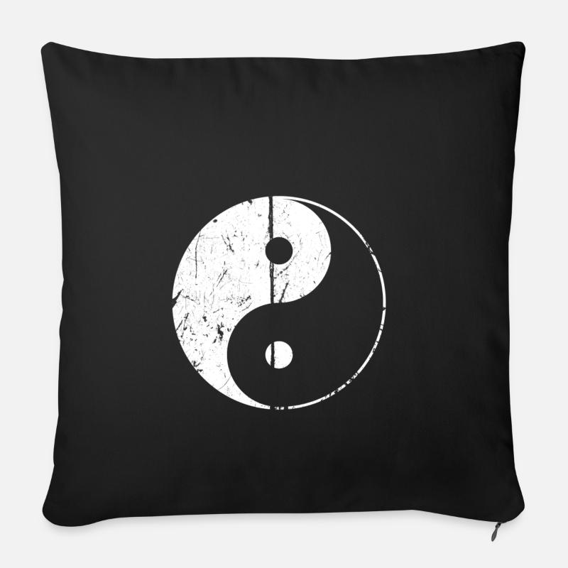 Yin und Yang beunruhigtes Symbol chinesisches Tai Chi - Sofakissenbezug 45 x 45 cm - Schwarz