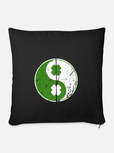 Yin Yang Shamrocks chinesisches Symbol St. Patrick - Sofakissenbezug 45 x 45 cm - Schwarz