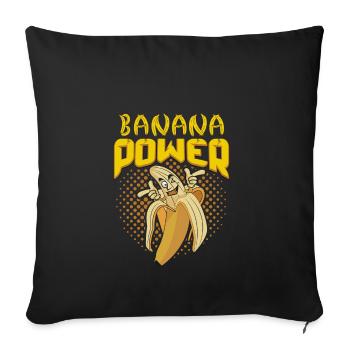 Banana Power blanc - Housse de coussin décorative 45 x 45 cm - noir - Devant