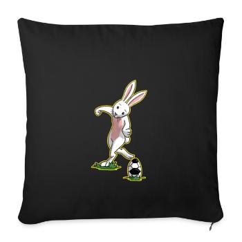 J'aime le football de lapin de Pâques cadeau - Housse de coussin décorative 45 x 45 cm - noir - Devant