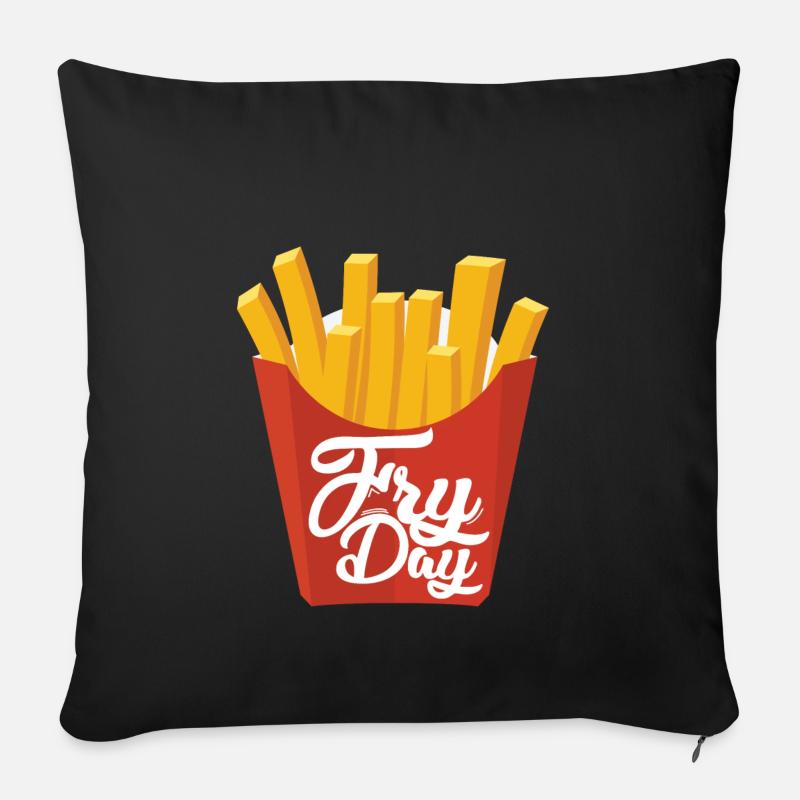 Fryday Fries Pommes - Sofakissenbezug 45 x 45 cm - Schwarz