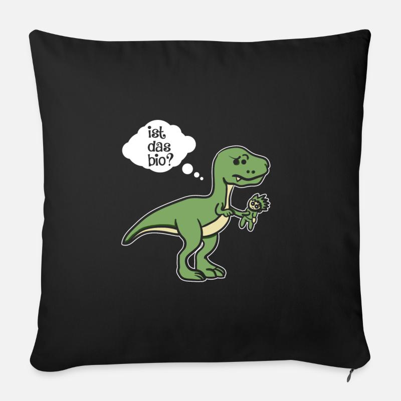 Ist das Bio? Dino - Vegan - Dinosaurier - Sofakissenbezug 45 x 45 cm - Schwarz