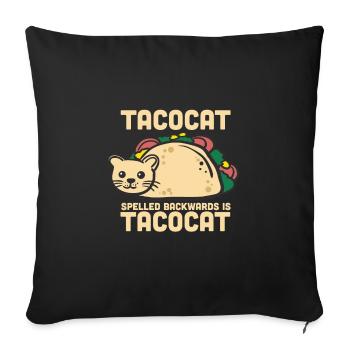 Tacocat - taco cat hangover gift - Sofa pillowcase 17,3'' x 17,3'' (45 x 45 cm) - black - Front