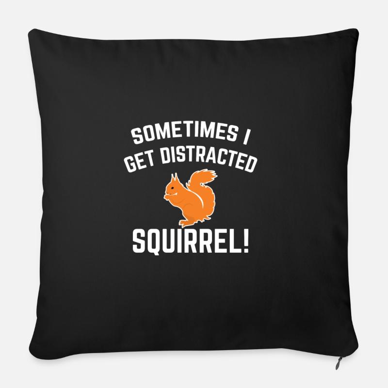 Eichhörnchen Tshirt Geschenk Tierfreunde Lustig - Sofakissenbezug 45 x 45 cm - Schwarz