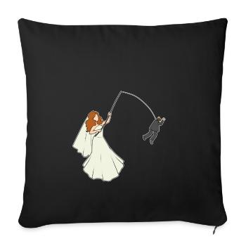 JGA Braut hat Bräutigam an der Angel Junggesellen - Sofakissenbezug 45 x 45 cm - Schwarz - Vorne