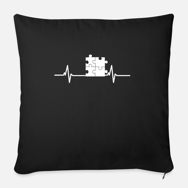 Puzzle - Puzzle - Puzzles - Heartbeat - Housse de coussin décorative 45 x 45 cm - noir