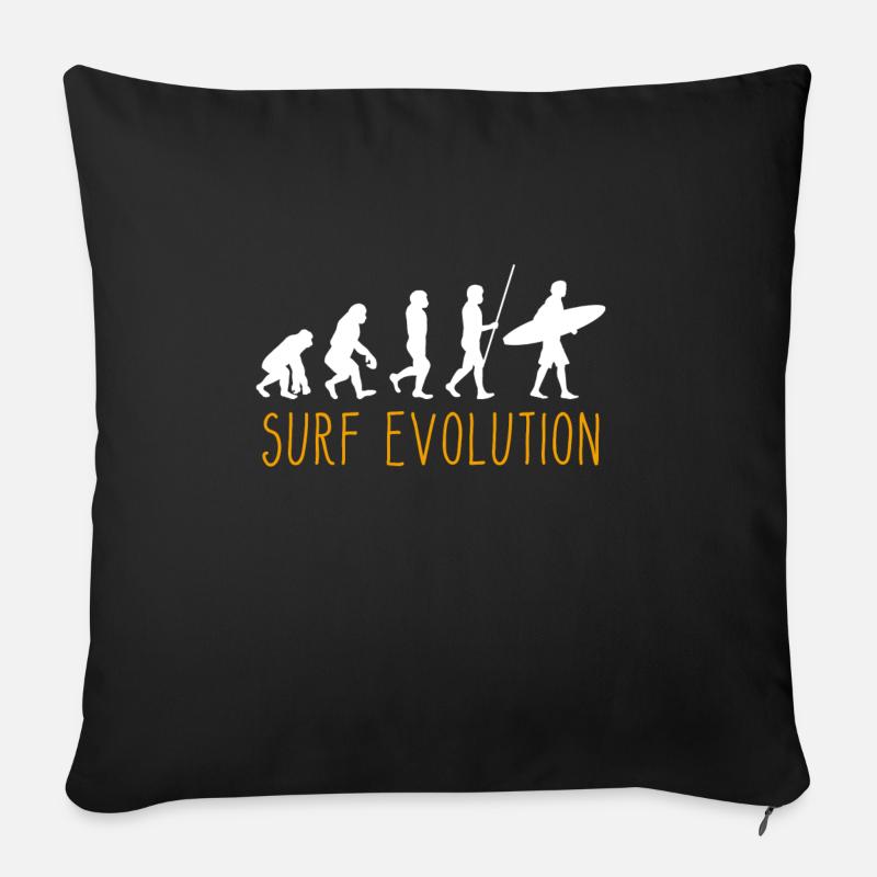 Evolution of Man Surfing - Sofakissenbezug 45 x 45 cm - Schwarz