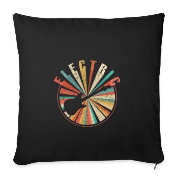 Guitare électrique rétro Vintage - Guitariste cadeau - Housse de coussin décorative 45 x 45 cm - noir - Devant