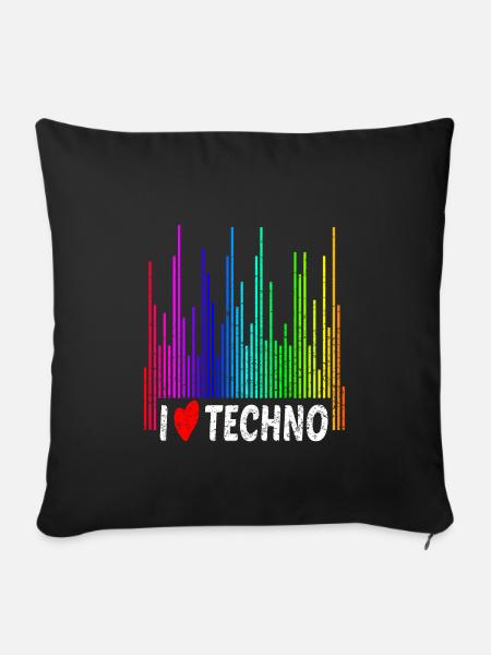 Love Techno - Sofakissenbezug 45 x 45 cm - Schwarz