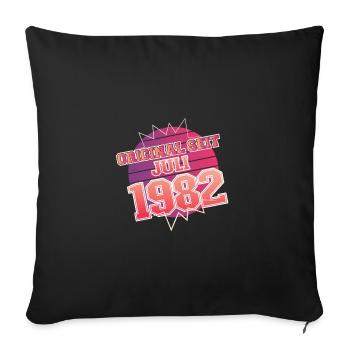 Juillet 1982 - Cadeau d’anniversaire 40. Allemand. - Housse de coussin décorative 45 x 45 cm - noir - Devant