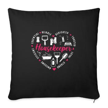 Aide domestique, femme de ménage, femme de ménage - Housse de coussin décorative 45 x 45 cm - noir - Devant