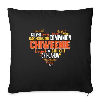 Chiweenie Chien - Housse de coussin décorative 45 x 45 cm - noir - Devant