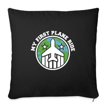 My First Airplane Ride Vacation Trip Solo - Sofa pillowcase 17,3'' x 17,3'' (45 x 45 cm) - black - Front