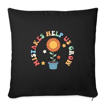 Les erreurs nous aident à grandir Citation motivante de l’enseignant - Housse de coussin décorative 45 x 45 cm - noir - Devant