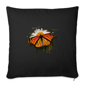 Insectes, Animaux, Papillon - Housse de coussin décorative 45 x 45 cm - noir - Devant
