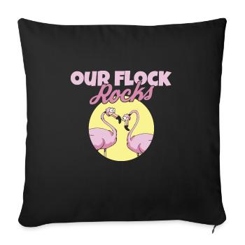 Nos vacances d’été en famille Flock Rocks Flamingo - Housse de coussin décorative 45 x 45 cm - noir - Devant