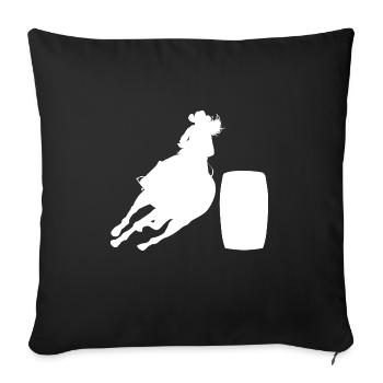 Cheval de course de barils de rodéo - Housse de coussin décorative 45 x 45 cm - noir - Devant