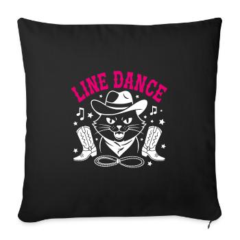 I love my cat and line dancing - Sofa pillowcase 17,3'' x 17,3'' (45 x 45 cm) - black - Front