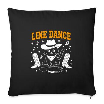 I love my cat and line dancing - Sofa pillowcase 17,3'' x 17,3'' (45 x 45 cm) - black - Front