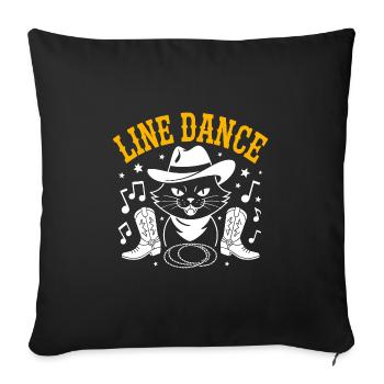 I love my cat and line dancing - Sofa pillowcase 17,3'' x 17,3'' (45 x 45 cm) - black - Front