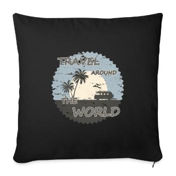 Travel around the World - Sofa pillowcase 17,3'' x 17,3'' (45 x 45 cm) - black - Front