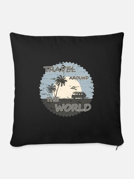 Travel around the World - Sofakissenbezug 45 x 45 cm - Schwarz