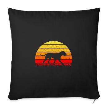 Vizsla Retro T Shirt Dogs Silhouette Sunset - Sofa pillowcase 17,3'' x 17,3'' (45 x 45 cm) - black - Front