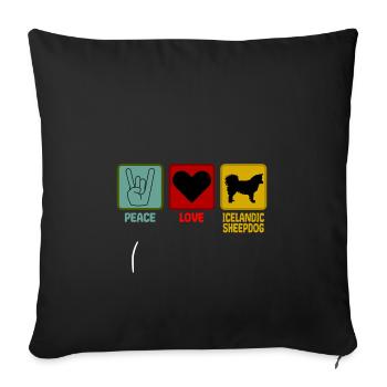 Icelandic Island Dog Dog Shirt - Peace Love - Sofa pillowcase 17,3'' x 17,3'' (45 x 45 cm) - black - Front