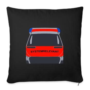 Systemrelevant Rettungswagen Design Rettungsdienst - Sofakissenbezug 45 x 45 cm - Schwarz - Vorne