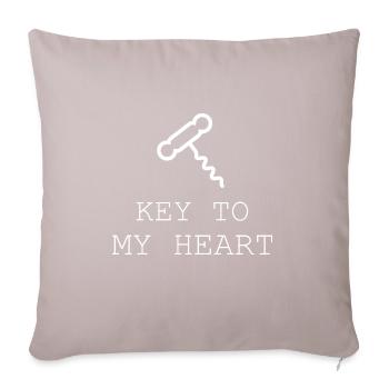 Korkenzieher Wein trinken Key to my heart Geschenk - Sofakissenbezug 45 x 45 cm - helles Taupe - Vorne