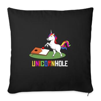 Unicornhole Youth Cornhole Licorne Femmes Fille - Housse de coussin décorative 45 x 45 cm - noir - Devant