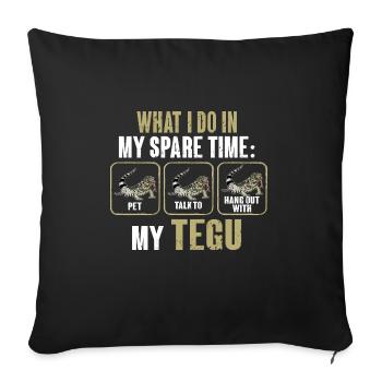 Lézard Tegu Herpétologiste - Housse de coussin décorative 45 x 45 cm - noir - Devant