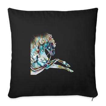 Horse drawing colorful | Gift - Sofa pillowcase 17,3'' x 17,3'' (45 x 45 cm) - black - Front