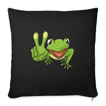 Frosch Peacezeichen - Sofakissenbezug 45 x 45 cm - Schwarz - Vorne