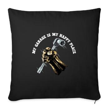 Mechanic My Garage Is My Happy Place - Sofa pillowcase 17,3'' x 17,3'' (45 x 45 cm) - black - Front