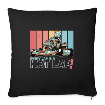 Chaque tour est un Hot Lap Vintage Retro Go Kart - Housse de coussin décorative 45 x 45 cm - noir - Devant