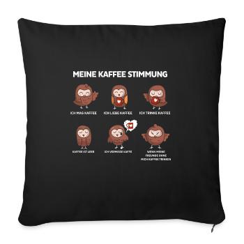Kaffee Stimmungen Eule - Sofakissenbezug 45 x 45 cm - Schwarz - Vorne