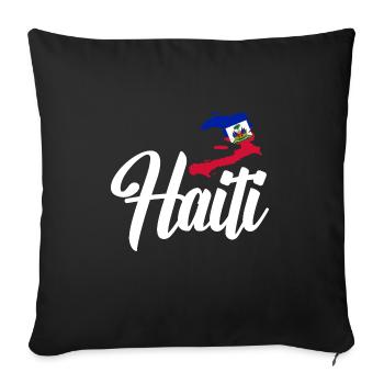 Haïti drapeau haïtien Ayiti haïtien je cadeau - Housse de coussin décorative 45 x 45 cm - noir - Devant